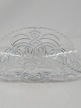 Antique 1896 EAPG Curved Pressed Glass Banana Bowl Bryce Higbee Surprise Pattern
